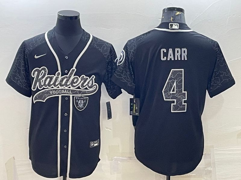 Men Oakland Raiders #4 Carr Black Reflector 2022 Nike Co branded NFL Jerseys